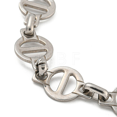 304 Stainless Steel Flat Round Link Chains Bracelets for Men & Women BJEW-D042-01P-1