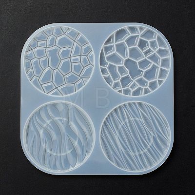 Flat Round with Water Ripple Cup Mat Silicone Molds X-DIY-L065-03-1