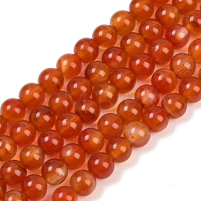 Natural Red Agate Beads Strands G-B171-B03-6mm-1