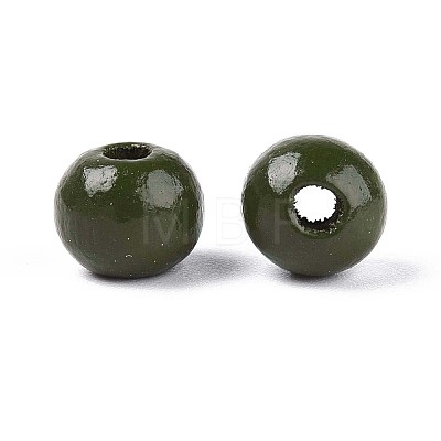 Spray Painted Round Natural Schima Wood Beads WOOD-A018-8mm-14-1