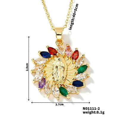 Brass Cubic Zirconia Windmill Design Virgin Mary Pendant Exquisite Necklaces GQ0358-2-1