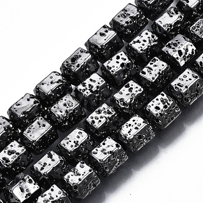 Electroplated Natural Lava Rock Beads Strands G-T114-65-1