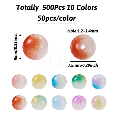 Kissitty 500Pcs 10 Colors Imitation Jade Glass Beads DGLA-KS0001-01-1