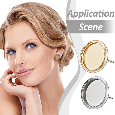 304 Stainless Steel Stud Earring Findings STAS-UN0065-03-1
