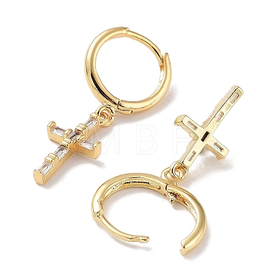 Real 18K Gold Plated Brass Dangle Hoop Earrings EJEW-L269-035G-01-1