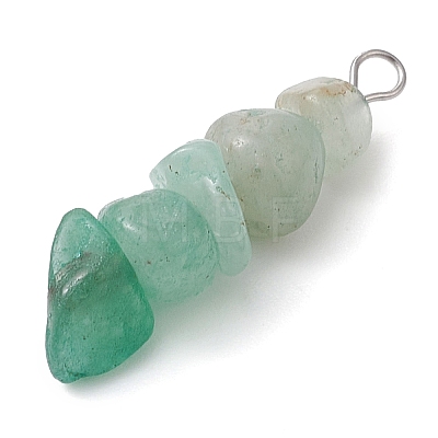 Gradient Color Natural Green Aventurine & Natural Prehnite & Natural Malachite Chip Beaded Pendants PALLOY-JF02791-05-1