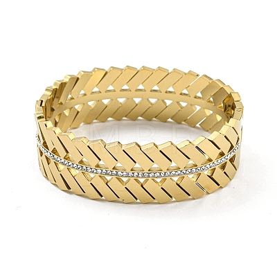304 Stainless Steel Pave Crystal Rhinestone Hollow Out Hinged Bangles for Women BJEW-D044-01B-G-1