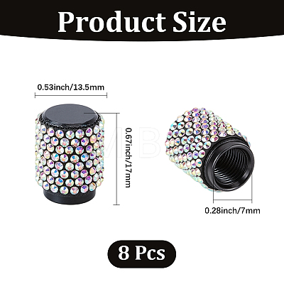 8Pcs Rubber Rhinestone Tire Valve Stem Caps FIND-GF0009-36B-1