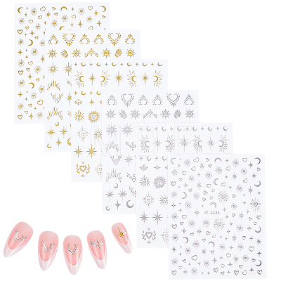 12Pcs 6 Styles Nail Art Stickers Decals FIND-SP0004-60-1