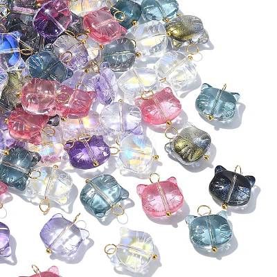 100Pcs 5 Colors Glass Pendants GLAA-CJ0002-34-1