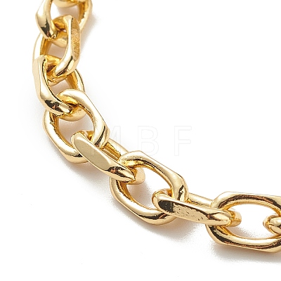 Brass Cable Chain Bracelet with Clear Cubic Zirconia Locking Carabiner for Men Women BJEW-JB08918-1