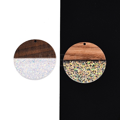 Epoxy Resin & Walnut Wood Pendants RESI-T057-10E-1