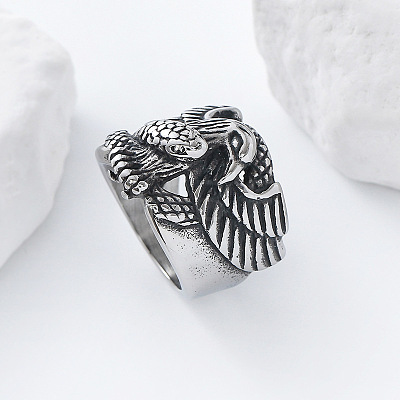 304 Stainless Steel Snake with Eagle Finger Rings for Men TH9949-3-1