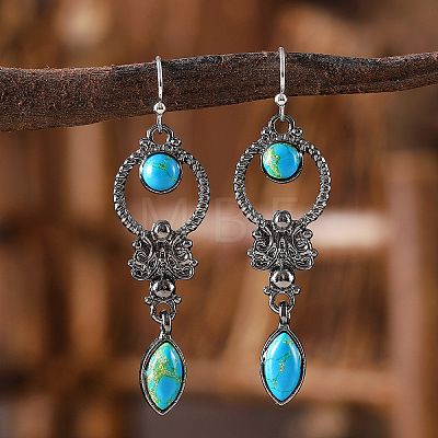 Alloy Synthetic Turquoise Dangle Earrings FS-WGD578F-01-1