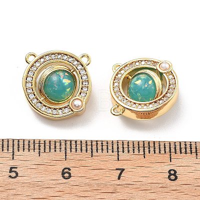 Rotatable Brass Micro Pave Cubic Zirconia and Resin Charms KK-B129-21G-1