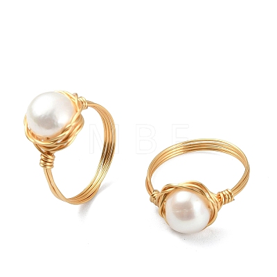 Natural Cultured Freshwater Pearl Finger Rings for Women RJEW-JR01029-1