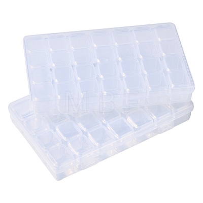 2Pcs Transparent Plastic 28 Grids Bead Containers CON-CJ0001-20-1