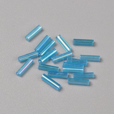 300Pcs Transparent Glass Round Bugle Beads GLAA-WH0015-74E-1