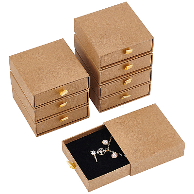 Kraft Paper Necklace Earring Storage Gift Drawer Boxes CON-WH0095-87B-1