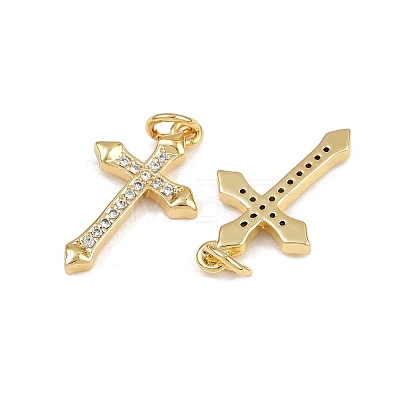 Brass Micro Pave Cubic Zirconia Pendants ZIRC-P060-21G-1-1