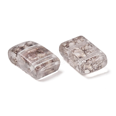2-Hole Baking Paint Transparent Glass Beads GL-CBA5BF9-01B-1