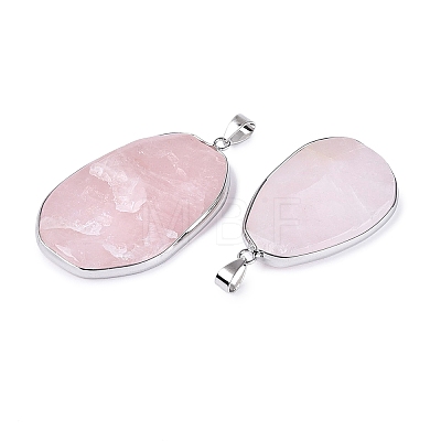 Natural Rose Quartz Pendants G-N362-04P-04-1