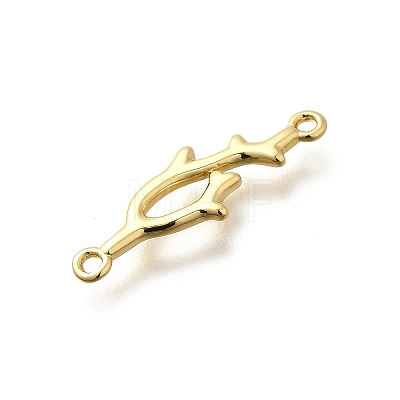 Brass Shark Outline Connector Charms KK-P295-30G-1