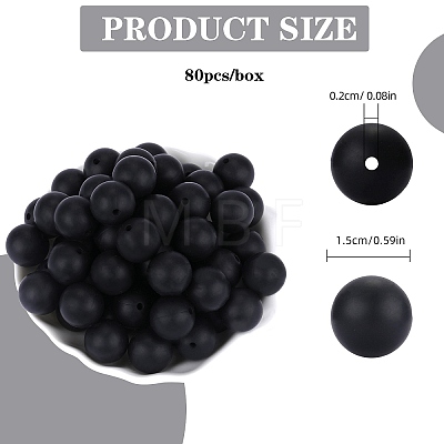 80Pcs Round Silicone Focal Beads SIL-SZ0001-24-15-1