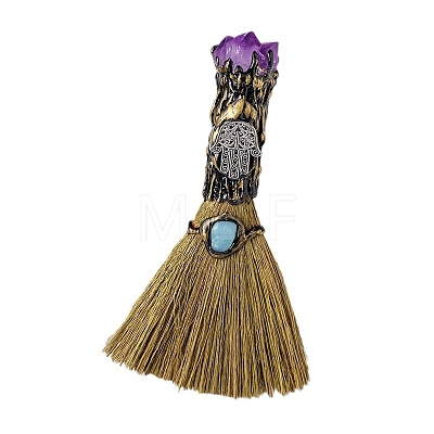 Halloween Amethyst Broom Decoration Ornament PW-WGB6248-01-1