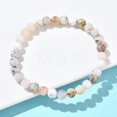 Natural Green Opal Round Beads Stretch Bracelets for Women BJEW-Z158-03L-04-1
