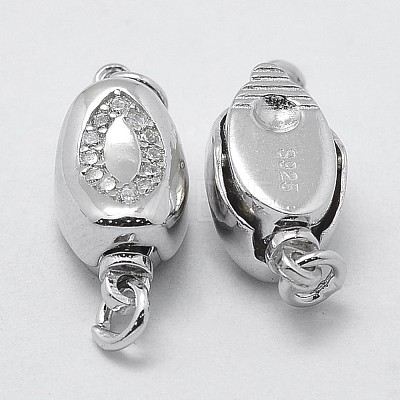 Rhodium Plated 925 Sterling Silver Cubic Zirconia Box Clasps STER-F037-062P-1