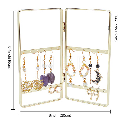 Iron Earring Display Folding Screen Stands with 2 Folding Panels EDIS-WH0035-16G-1