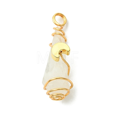 2Pcs Electroplated Natural Quartz Crystal Dyed Copper Wire Wrapped Pendants PALLOY-JF03163-01-1