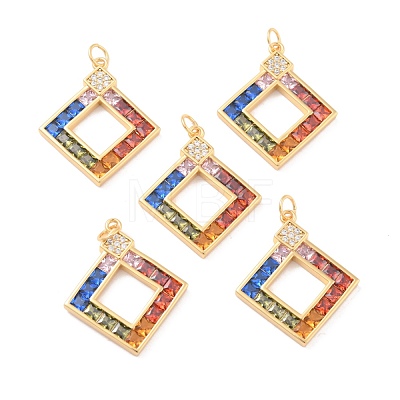 Eco-Friendly Brass Micro Pave Cubic Zirconia and Glass with Enamel Pendants KK-K268-30G-1