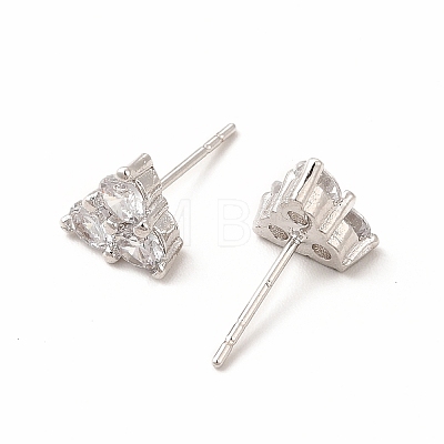 Brass Micro Pave Cubic Zirconia Stud Earrings for Women EJEW-H091-12P-1