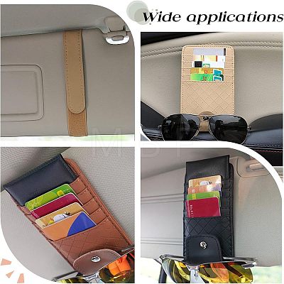 SUPERFINDINGS 3Pcs 3 Colors Imitation Leather Car Sun Visor Organizers AJEW-FH0002-74-1