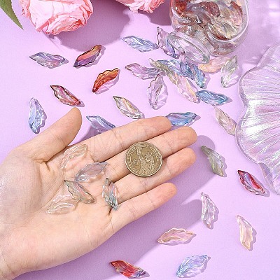 180Pcs 6 Colors Baking Paint Transparent Glass Pendants DGLA-YW0001-68-1