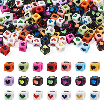 450Pcs 3 Style Opaque Acrylic Beads OACR-CW0001-02-1