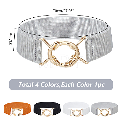 GOMAKERER 4Pcs 4 Colors Polyester Elastic Corset Belts with Alloy Ring Buckle AJEW-GO0001-40-1