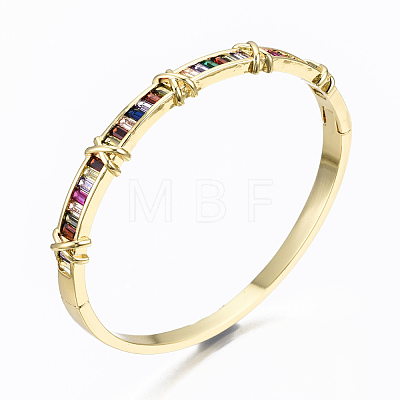 Brass Micro Pave Cubic Zirconia Bangles BJEW-T018-03G-NF-1