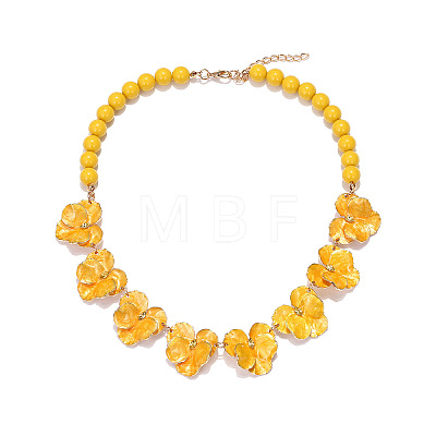 Zinc Alloy Enamel Flower Bib Necklaces FS-WG4E913-01-1
