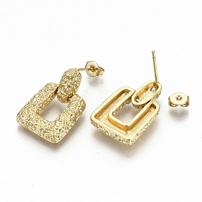 Brass Dangle Stud Earrings EJEW-S208-122-NF-1