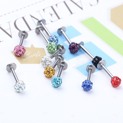 316 Surgical Stainless Steel Rhinestone Round Ball Threadless Labrets WG0410F-02-1