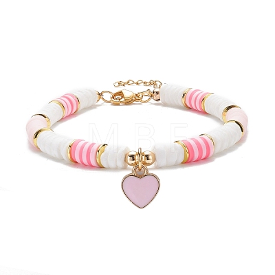 Heart Charm Bracelet BJEW-JB07655-01-1