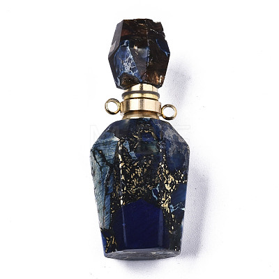 Assembled Synthetic Pyrite and Imperial Jasper Openable Perfume Bottle Pendants G-R481-15B-1