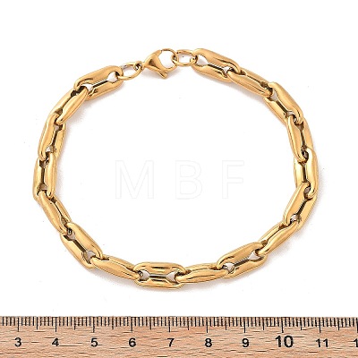 304 Stainless Steel Coffee Bean Chain Bracelets for Women Men BJEW-F488-27G-1