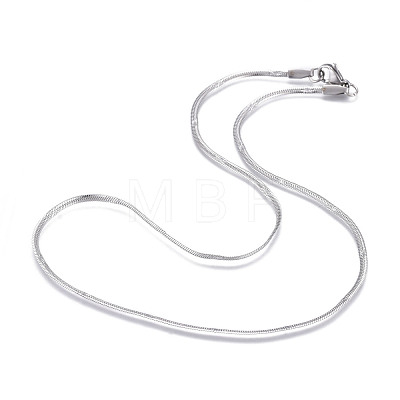 Non-Tarnish 304 Stainless Steel Flat Snake Chain Necklaces NJEW-F277-02B-P-1