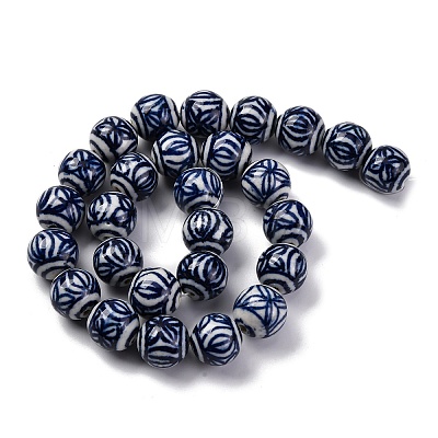 Handmade Blue and White Porcelain Beads Strands PORC-I027-04A-1