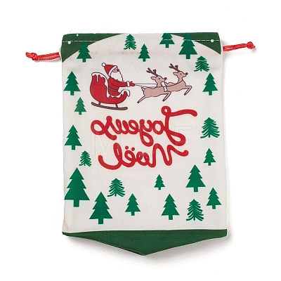 Christmas Theme Rectangle Cloth Bags with Jute Cord ABAG-P008-01E-1
