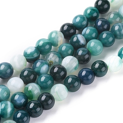 Natural Striped Agate/Banded Agate Beads Strands X-G-G582-6mm-48-1